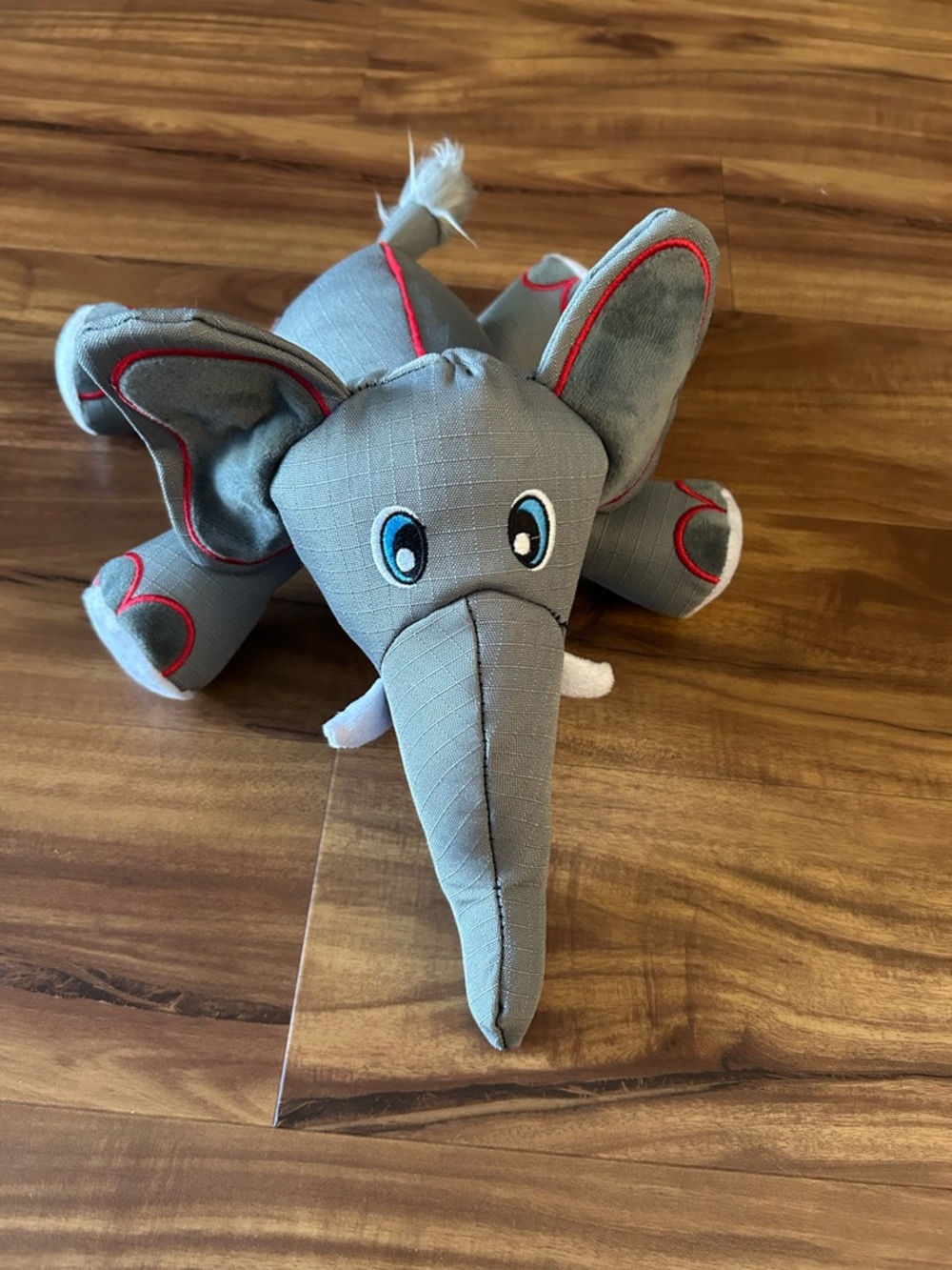 Kong Gray Elephant Plush with Red Trim and Blue Eyes
